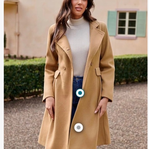 GRACE KARIN Women's Winter Lapel Double Breasted PeacoatWork Long Wool Trench - Picture 3 of 9